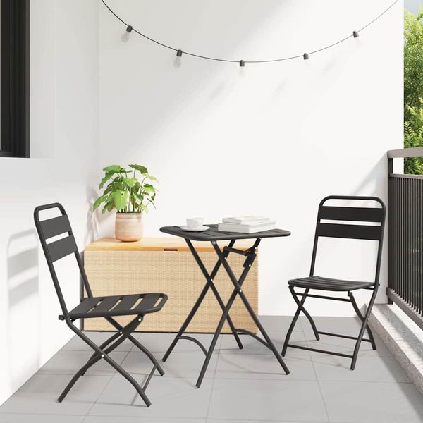 vidaXL Bistrogarnitur 3 pcs Anthrazit Stahl 42002954