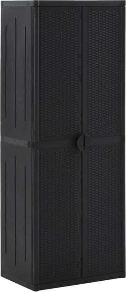 vidaXL Gartenschrank Schwarz 65x45x172 cm PP Rattan 151238