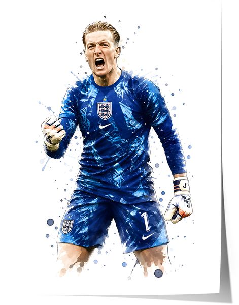 England Fussball Poster · Geschenkidee · Aquarell Sport Wandbild · Deko Print ohne Rahmen - 15x20cm