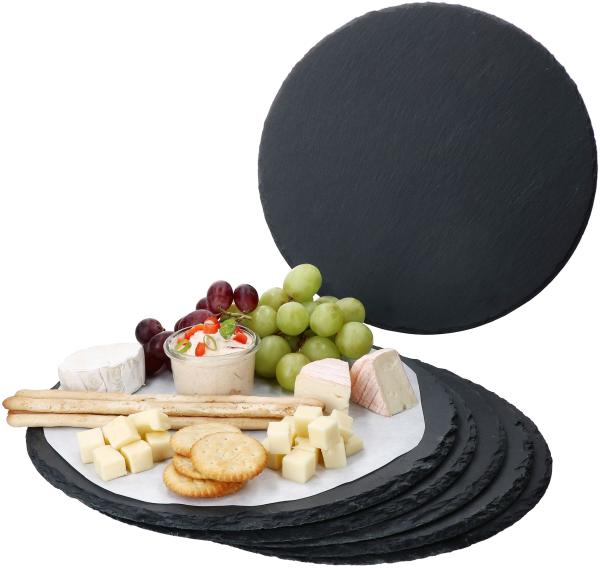 6x Schieferplatten rund Ø30cm Untersetzer Pizza-Teller Servier-Platte Naturschiefer