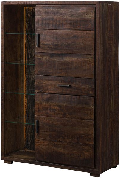 Highboard Akazie 100x40x150 dunkelbraun lackiert BARK #206