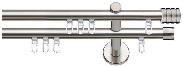 SN DECO GROUP Gardinenstange Innenlaufgarnitur Genua, Ø 16 mm, 2-läufig, Fixmaß, Verschraubt, Aluminium, Komplettset