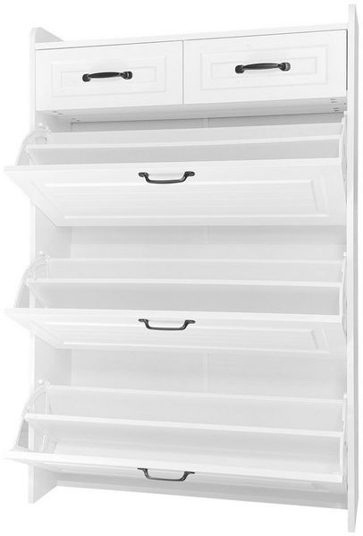 KLAM HOME Schuhkommode Schuhkommode mit drehbarem Schuhschrank, B80/T23.5/H125 cm, Schuhschrank mit 3 großen Klappen und 2 Schubladen