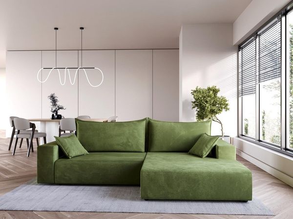 Compleo Ecksofa modern design, 240 cm breit, Modern Couch L mit Schlaffunktion, Schlafcouch Ausziehbar