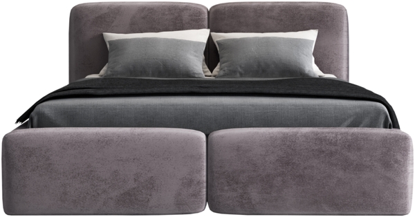 Polsterbett OLKE 90x200 ohne Matratze mit Bettkasten und Lattenrost. Farbe: Grau 16