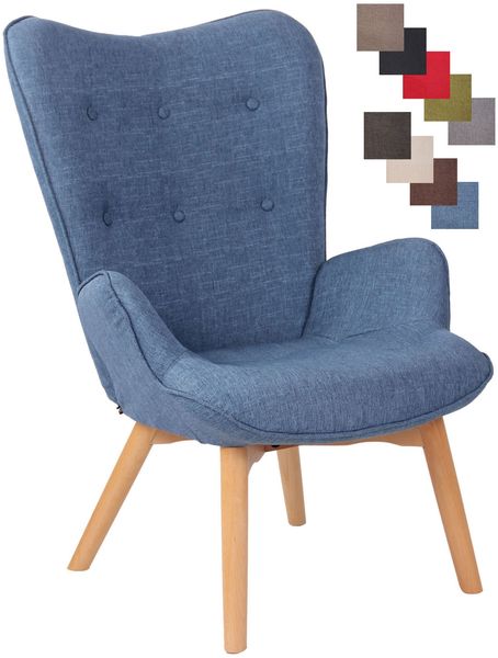 CLP Lounger Durham Stoff mit Buchenholz Gestell,blau
