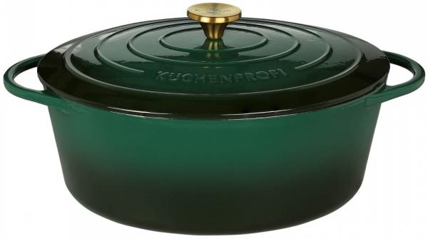 Küchenprofi Bratentopf oval Provence Gusseisen Emaille | 35cm Racing Green