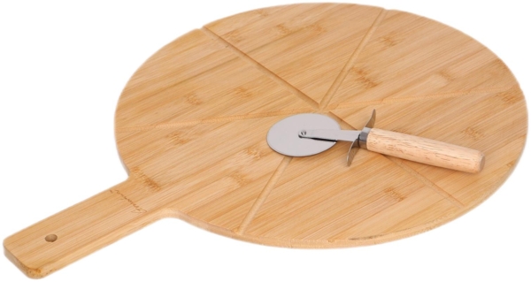 Bambus Pizza-Set – 2-teilig mit Pizzabrett & Pizzaschneider