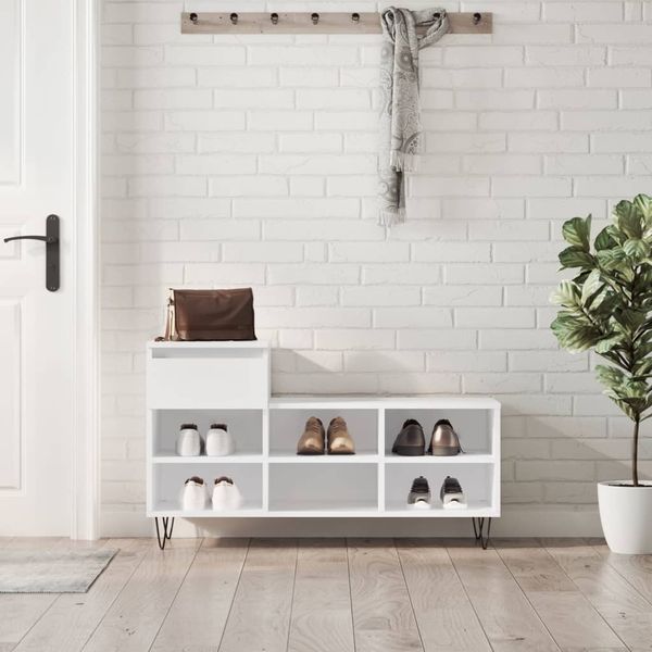 vidaXL Schuhregal Hochglanz-Weiß 102x36x60 cm Holzwerkstoff 831366