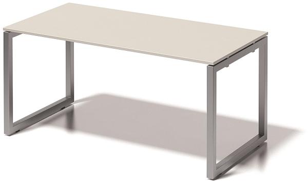 Cito Schreibtisch, 740 mm höhenfixes O-Gestell, H 19 x B 1600 x T 800 mm, Dekor grauweiß, Gestell silber