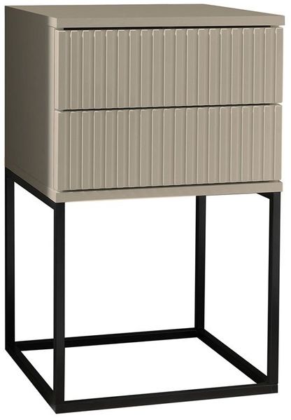 Nachttisch Maike / Marle, Holzwerkstoff, Metall, Beige, Schwarz, 40 x 65 x 39 cm