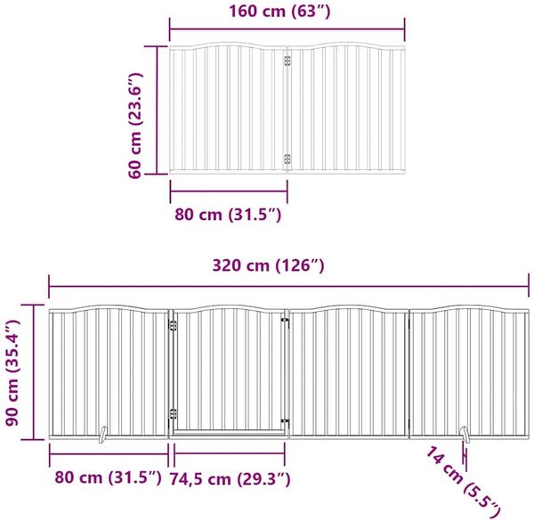 vidaXL 12-tlg. Hundetor mit Tür Faltbar 960 cm Pappelholz 3155616 Bild 11