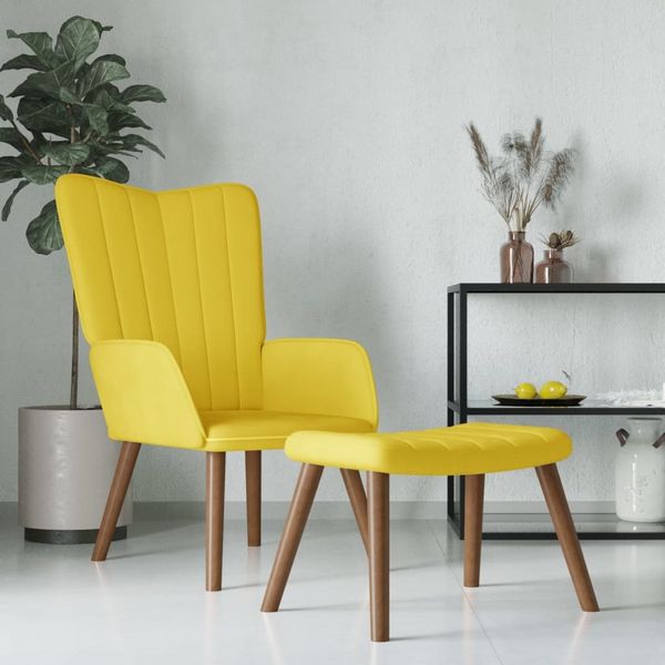 vidaXL Relaxsessel mit Hocker Senfgelb Samt 327673