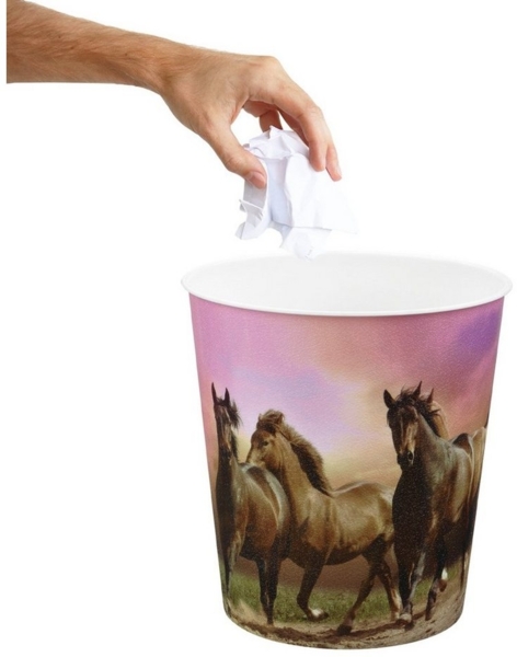 Idena Mülleimer Idena 10489 - Papierkorb Kinder, Pferde Motiv, 9 Liter Fassungsvermöge Bild 3
