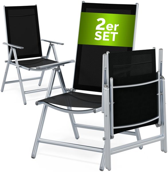 CASARIA® Aluminium Gartenstuhl Bern Klappbar Silber 2er Set