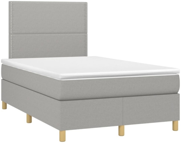 vidaXL Boxspringbett mit Matratze Hellgrau 120x190 cm Stoff 3269923 Bild 6