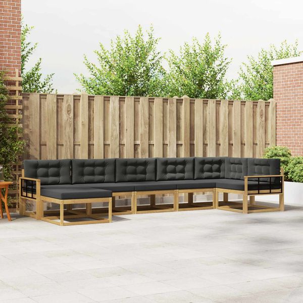 vidaXL Outdoor-Sofagarnitur mit Kissen 7 pcs Weiß und Anthrazit 3386771