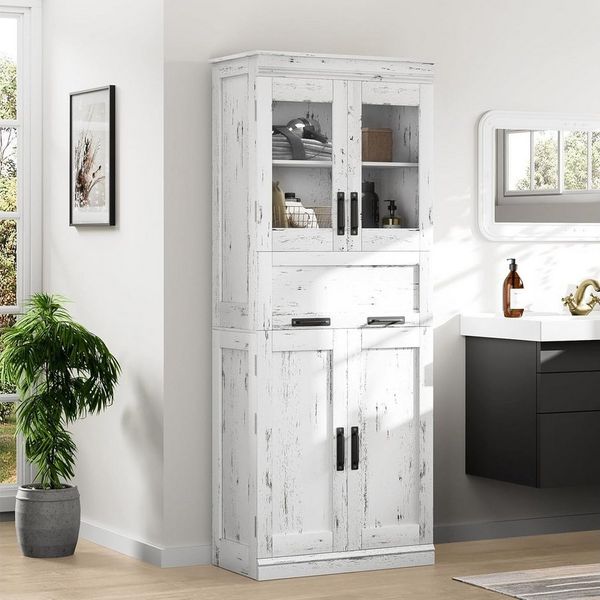 GarveeMore Hochschrank Badezimmerschrank Badschrank Badezimmermöbel 30x60x170cm