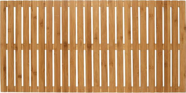 WENKO INDOOR&OUTDOOR Badematte 100 x 50 cm, Braun, aus Bambus