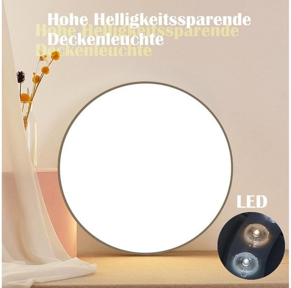 Nettlife LED Panel Schwarz/weiß flach rund Dimmbar Deckenleuchte inkl. Fernbedienung, LED fest integriert, Warmweiß, Neutralweiß, Kaltweiß, für Wohnzimmer Küche Schlafzimmer Büro