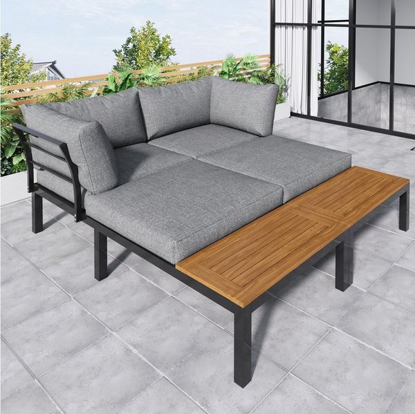 STILVORA Gartenlounge-Set Garten-Loungesessel-Set Outdoor Gartenmöbel mit Couchtisch,Kissen, (aus Akazienholz mit Kissen, 5-tlg), Gartenmöbel set wetterfest Lounge Set