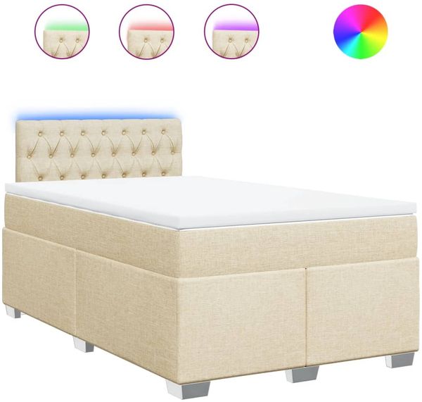 vidaXL Boxspringbett mit Matratze Creme 120x200 cm Stoff 3288167 Bild 2