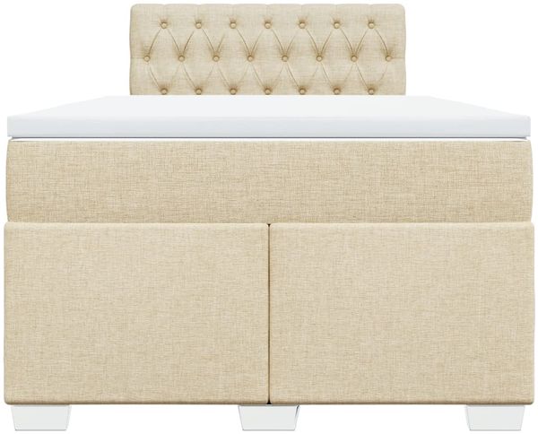 vidaXL Boxspringbett mit Matratze Creme 120x200 cm Stoff 3288167 Bild 6