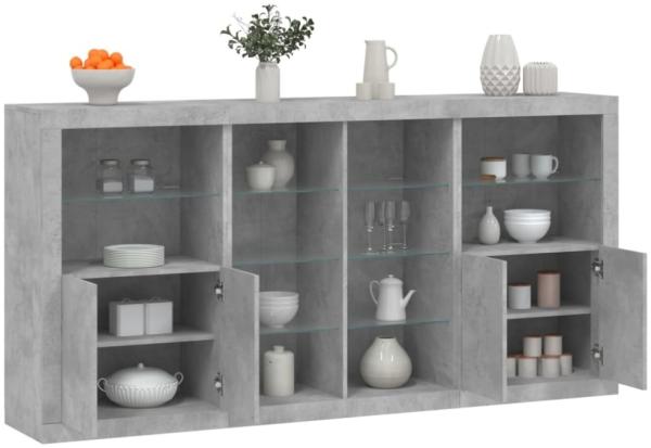vidaXL Sideboard mit LED-Leuchten Betongrau 202x37x100 cm 3209187