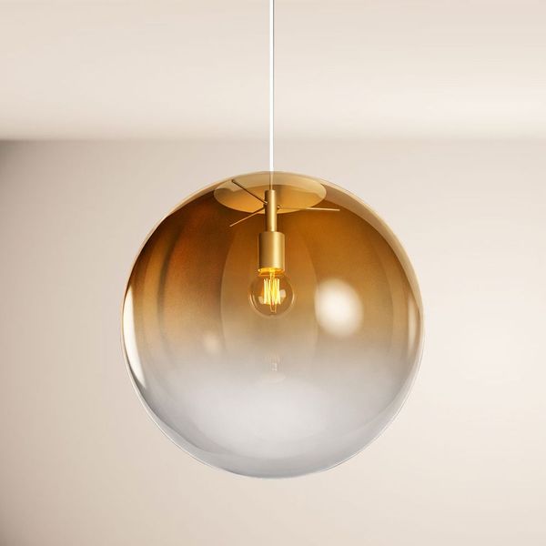 s.luce Orb Glaskugel Hängelampe 150cm Aufhängung Schwarz Kupfer Verlauf Ø 50cm