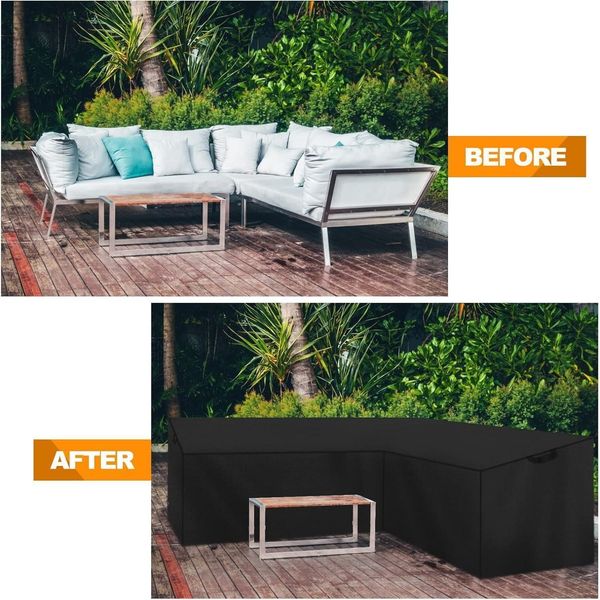 Nomio Gartenmöbel Abdeckung L-Form Lounge Wasserdicht Rattan Sofa Schutzhülle Bild 7