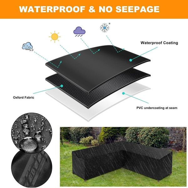 Nomio Gartenmöbel Abdeckung L-Form Lounge Wasserdicht Rattan Sofa Schutzhülle Bild 5