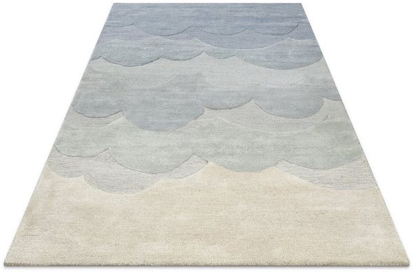 SMART KIDS Kinderteppich Mika, rechteckig, Höhe: 1,2 mm, aus Naturfasern, dezentes Wolken-Motiv, pastellfarben, Kinderzimmer