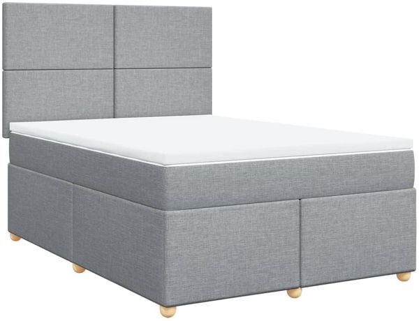 vidaXL Boxspringbett mit Matratze Hellgrau 140x190 cm Stoff 3293568 Bild 3