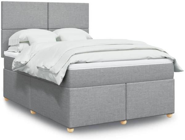 vidaXL Boxspringbett mit Matratze Hellgrau 140x190 cm Stoff 3293568