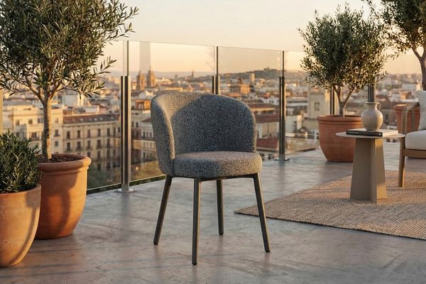 KAWOLA Gartenstuhl INDUS Outdoor Stoff grau 77 x 62 x 56 cm