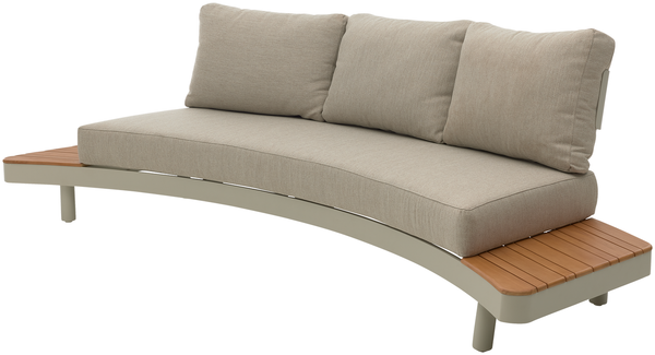 7015 Loungesofa, 3-Sitzer, mit Ablagefläche: Teakholz natur, Alu-Gestell in Taupe, inkl. Auflage