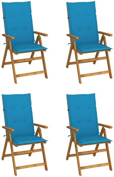 vidaXL Hochlehner Verstellbar 4 Stk. mit Auflagen Massivholz Akazie 3065351