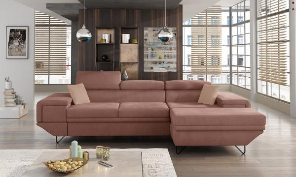 Ecksofa Benito, Seite: Rechts, Farbe: Uttario Velvet 2955 + Uttario Velvet 2955 + Uttario Velvet 2956