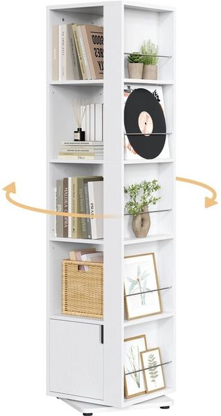 Yaheetech Bücherregal 360° drehbar, Drehregal 10 Fächer, 2 Verstellbare Einlegeböden, 42 × 42 × 169 cm