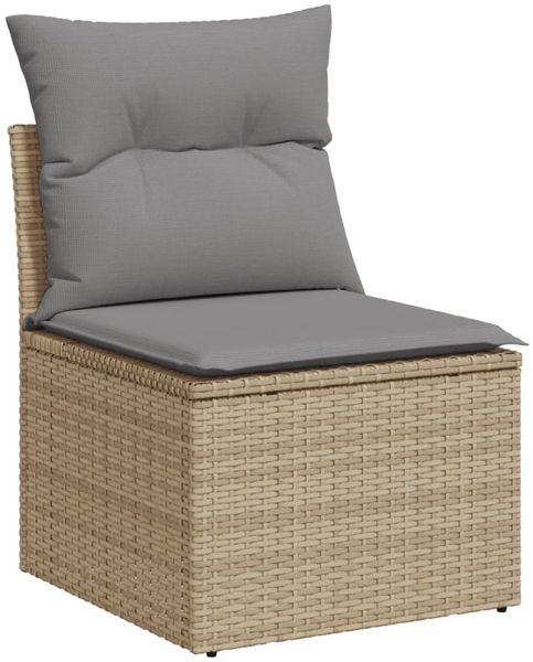 vidaXL 9-tlg. Garten-Sofagarnitur mit Kissen Beige Poly Rattan 3224484 Bild 3