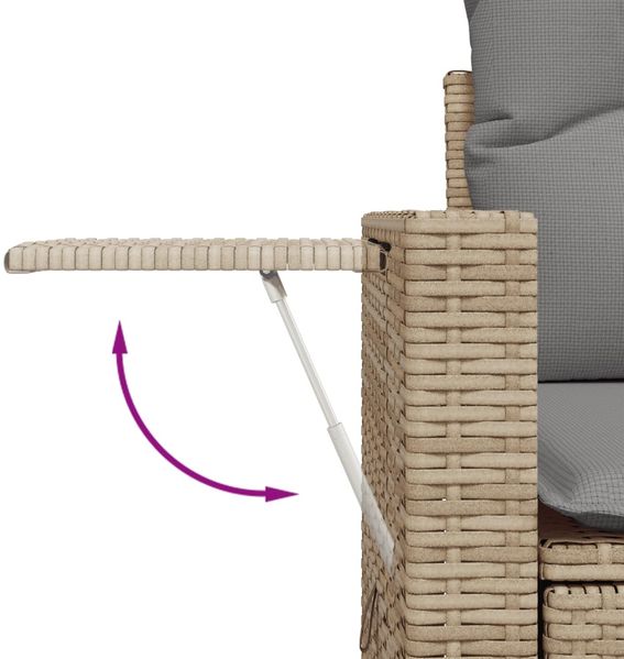 vidaXL 9-tlg. Garten-Sofagarnitur mit Kissen Beige Poly Rattan 3224484 Bild 6