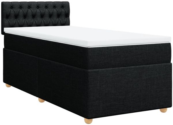 vidaXL Boxspringbett mit Matratze Schwarz 90x200 cm Stoff 3288872 Bild 3