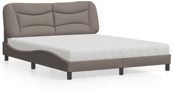 vidaXL Bett mit Matratze "Hvar" Taupe 160x200 cm Stoff 3208545