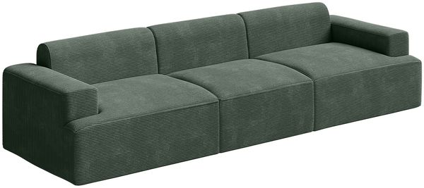 skølm 'Freki' Cloud Sofa 3 Sitzer, Vollschaumcouch mit Federkern und Vakuum-Kompression, kein Aufbau erforderlich, mit 3 Kissen, Cord dunkelgrün Bild 10