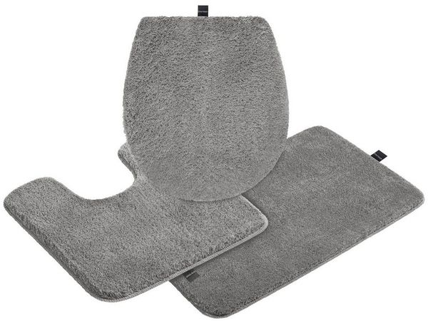 Bruno Banani Badematte Lana, Badvorleger, Badezimmer Teppich, rutschhemmend beschichtet, schnell trocknend, strapazierfähig, fußbodenheizungsgeeignet, Polyacryl, rechteckig, 3-tlg. Stand-WC Set, Badteppich, Badematten, unifarben, auch als 3 teiliges Se... Bild 2