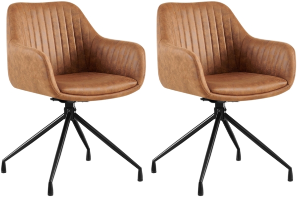 CLP 2er Set Esszimmerstuhl Welby I Drehbarer Sessel bis 150 kg belastbar,,hellbraun