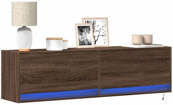 vidaXL TV-Wandschrank mit LED-Beleuchtung Eichen-Optik 140x31x38 cm 852375