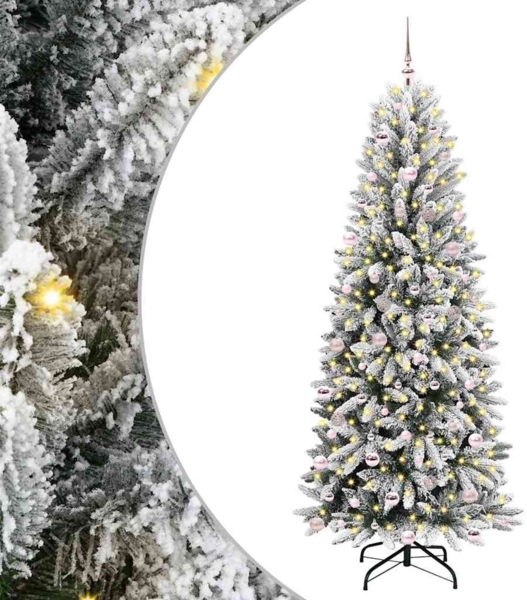 vidaXL Künstlicher Weihnachtsbaum mit 300 LEDs mit Ständer Weiß 240 cm 3396071