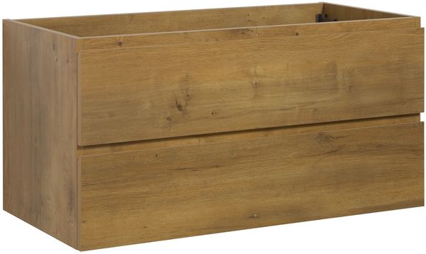 Badplaats Waschbeckenunterschrank Angela 100 x 48 cm Eiche - Hängender Badezimmerschrank mit 2 Schubladen, Vormontiert und mit Soft-Close