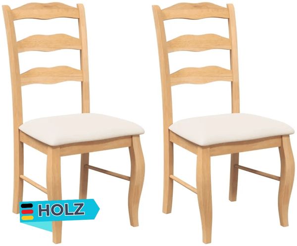 Esszimmerstühle RESZ mit Kissen 2er Set Hellbraun-Creme Massivholz | Küchenstuhl Wohnzimmerstühle Essstühle bequem